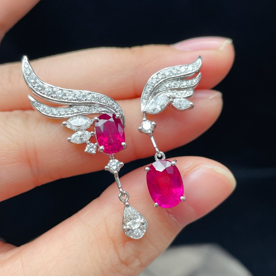 14k Gold 5.42 Ctw Natural Ruby & Diamond Earrings - 3