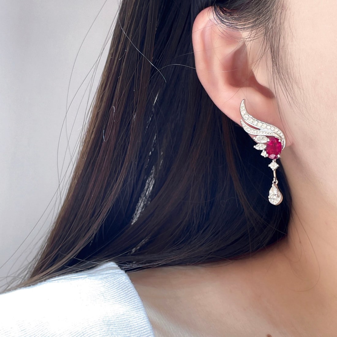 14k Gold 5.42 Ctw Natural Ruby & Diamond Earrings - 5