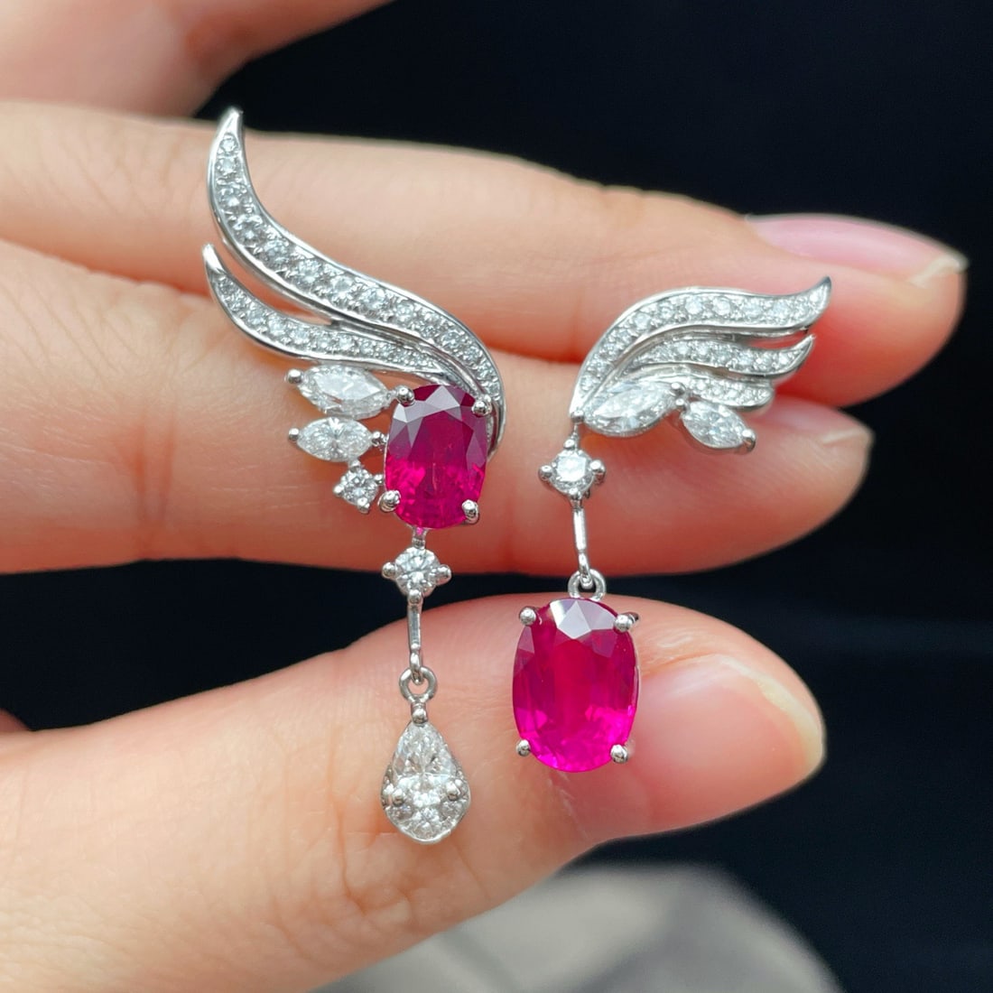 14k Gold 5.42 Ctw Natural Ruby & Diamond Earrings - 6