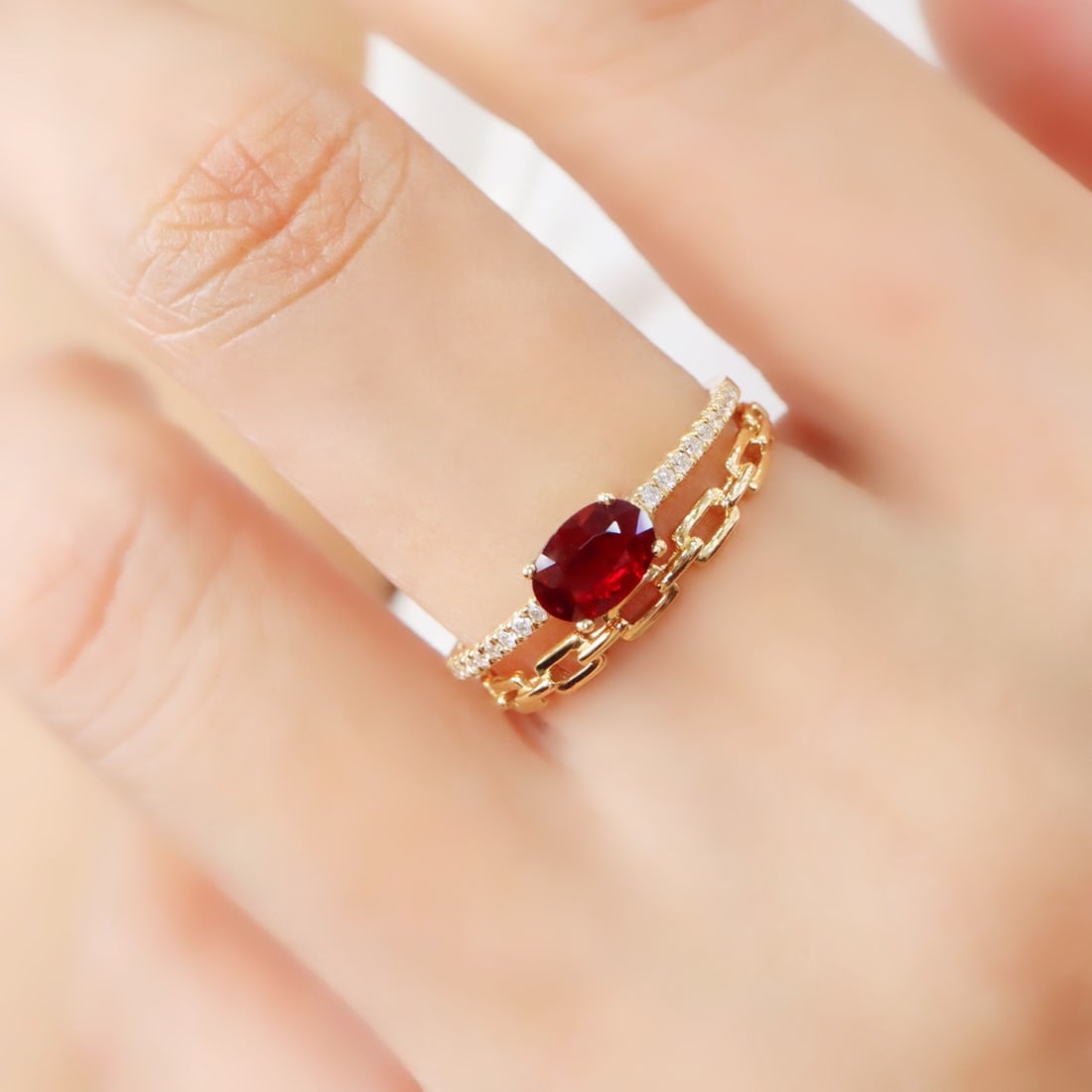 14k Gold 0.70 Ctw Natural Ruby & Diamond Ring - 4