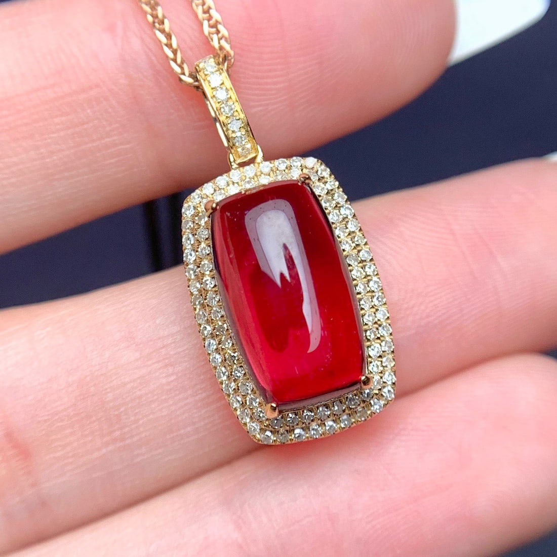 14k Gold 5.5 Ct Natural Tourmaline & Diamond Pendant( Without Chain ) - 2