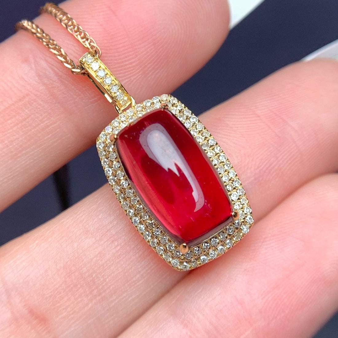14k Gold 5.5 Ct Natural Tourmaline & Diamond Pendant( Without Chain ) - 3