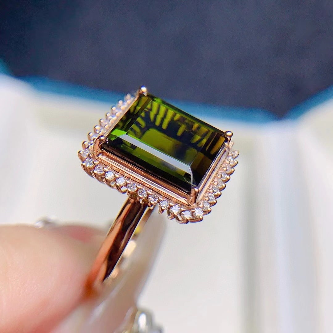 14k Gold 4.84 Ctw Natural Tourmaline & Diamond Ring - 2