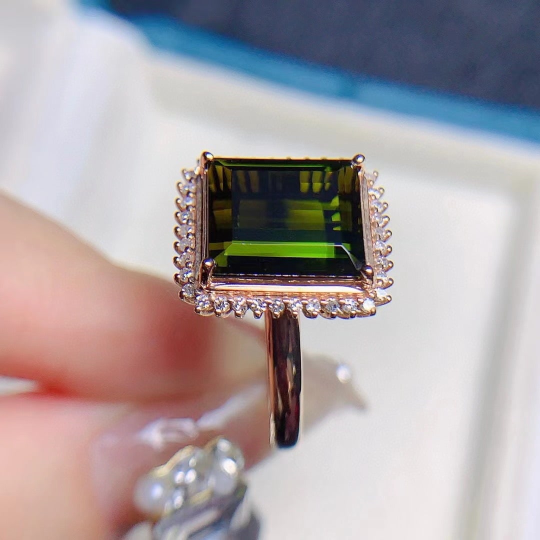 14k Gold 4.84 Ctw Natural Tourmaline & Diamond Ring - 3