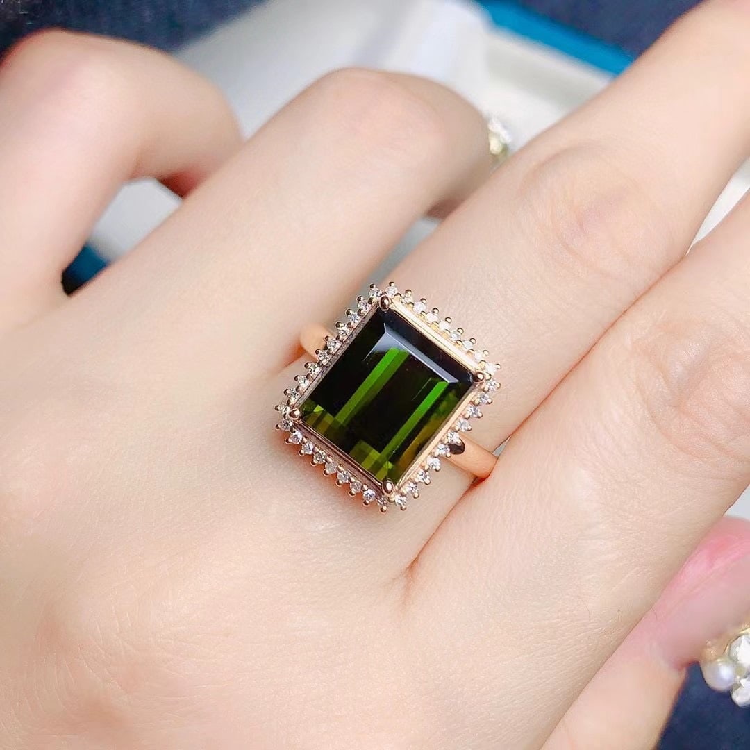 14k Gold 4.84 Ctw Natural Tourmaline & Diamond Ring - 4
