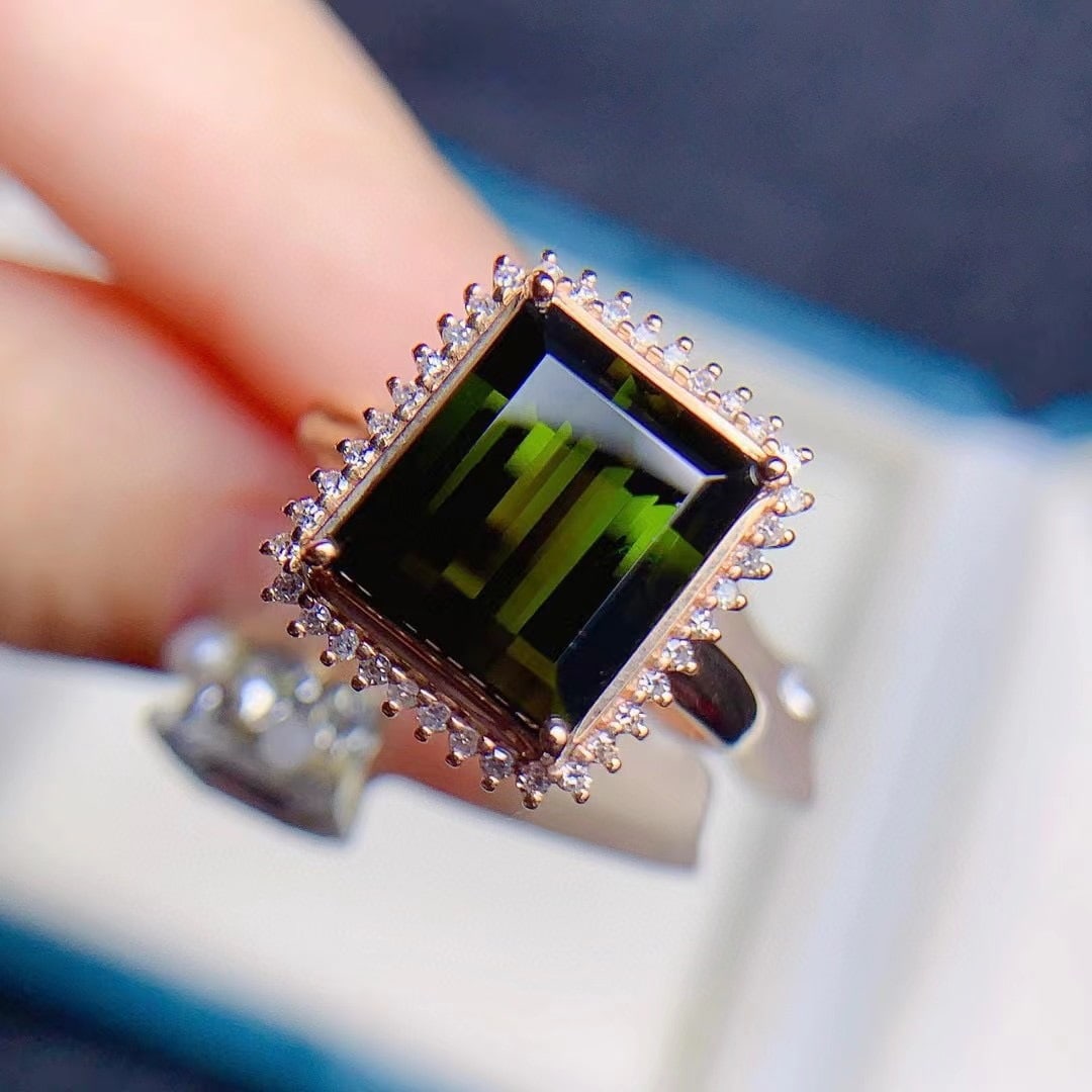 14k Gold 4.84 Ctw Natural Tourmaline & Diamond Ring - 6