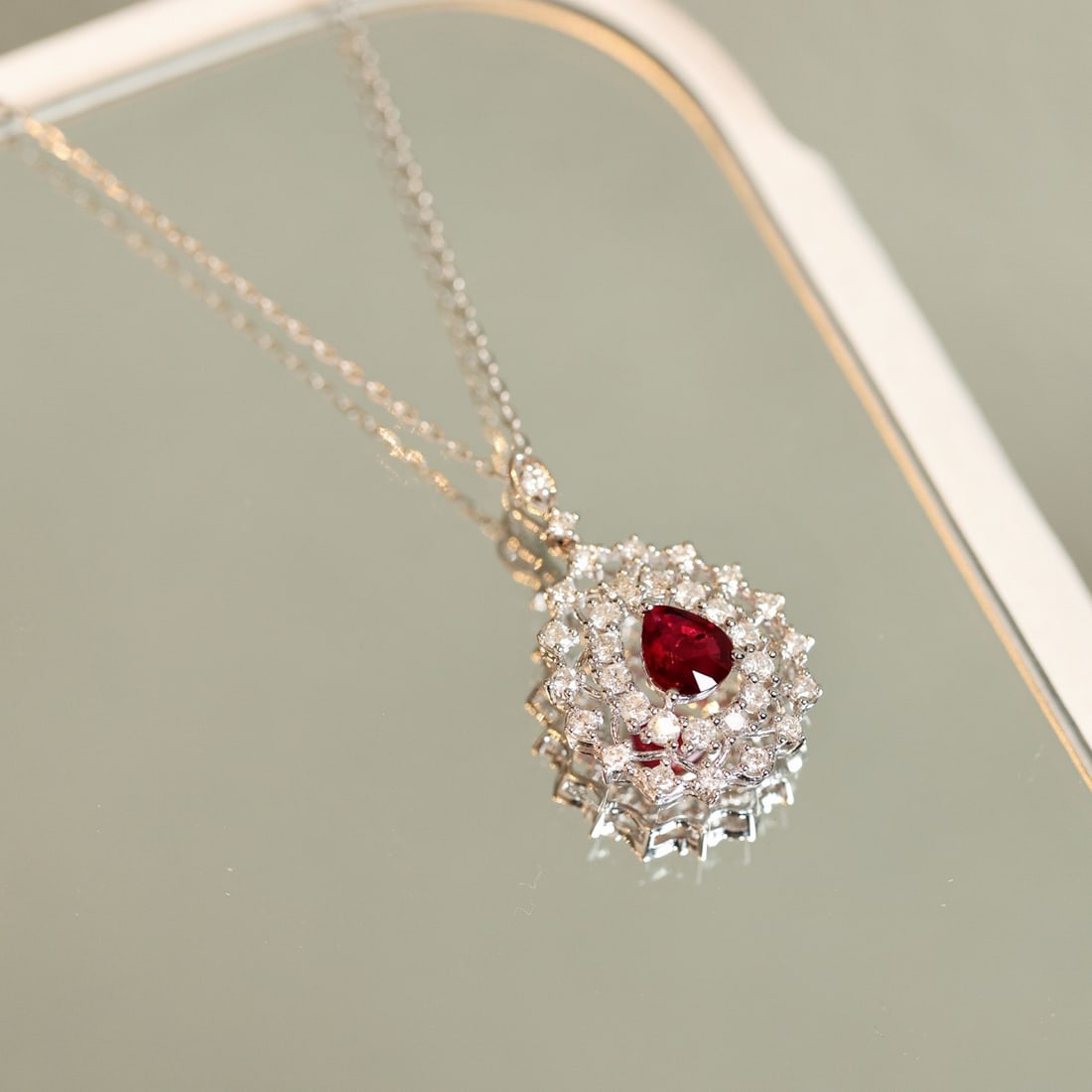 14k Gold 1.22 Ctw Natural Ruby & Diamond Pendant( Without Chain ) - 4