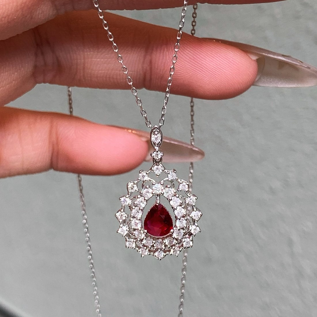 14k Gold 1.22 Ctw Natural Ruby & Diamond Pendant( Without Chain ) - 6