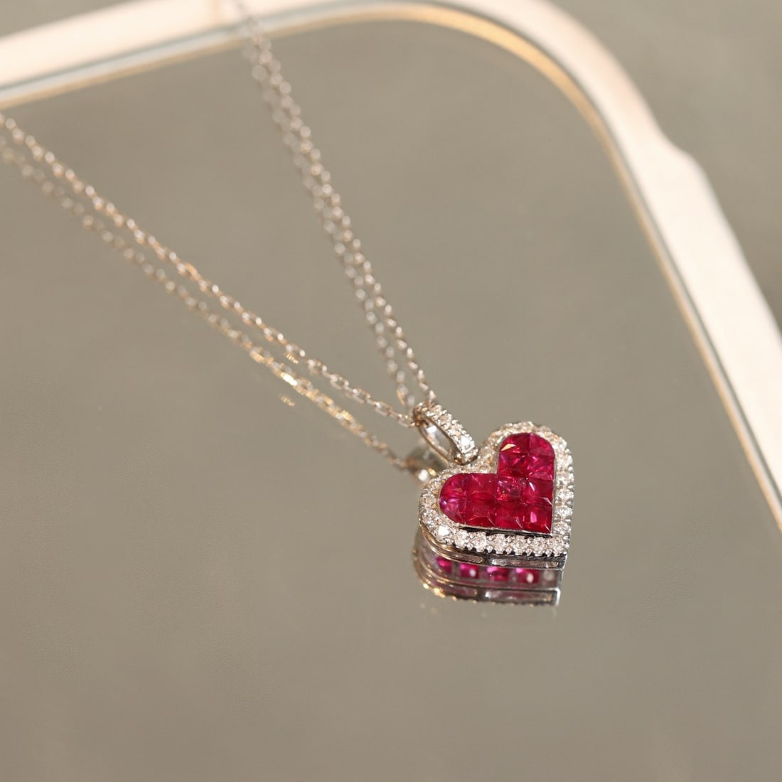 14k Gold 0.97 Ctw Natural Ruby & Diamond Pendant( Without Chain ) - 2