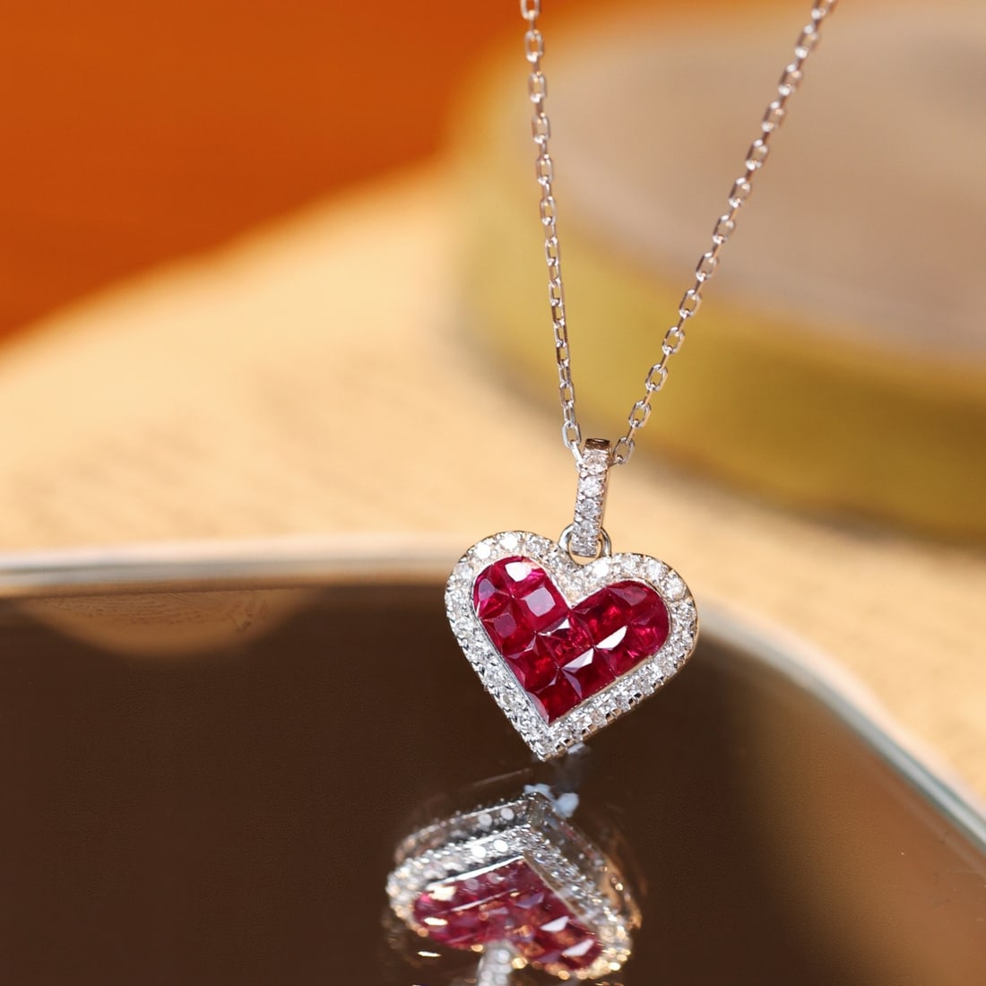 14k Gold 0.97 Ctw Natural Ruby & Diamond Pendant( Without Chain ) - 3