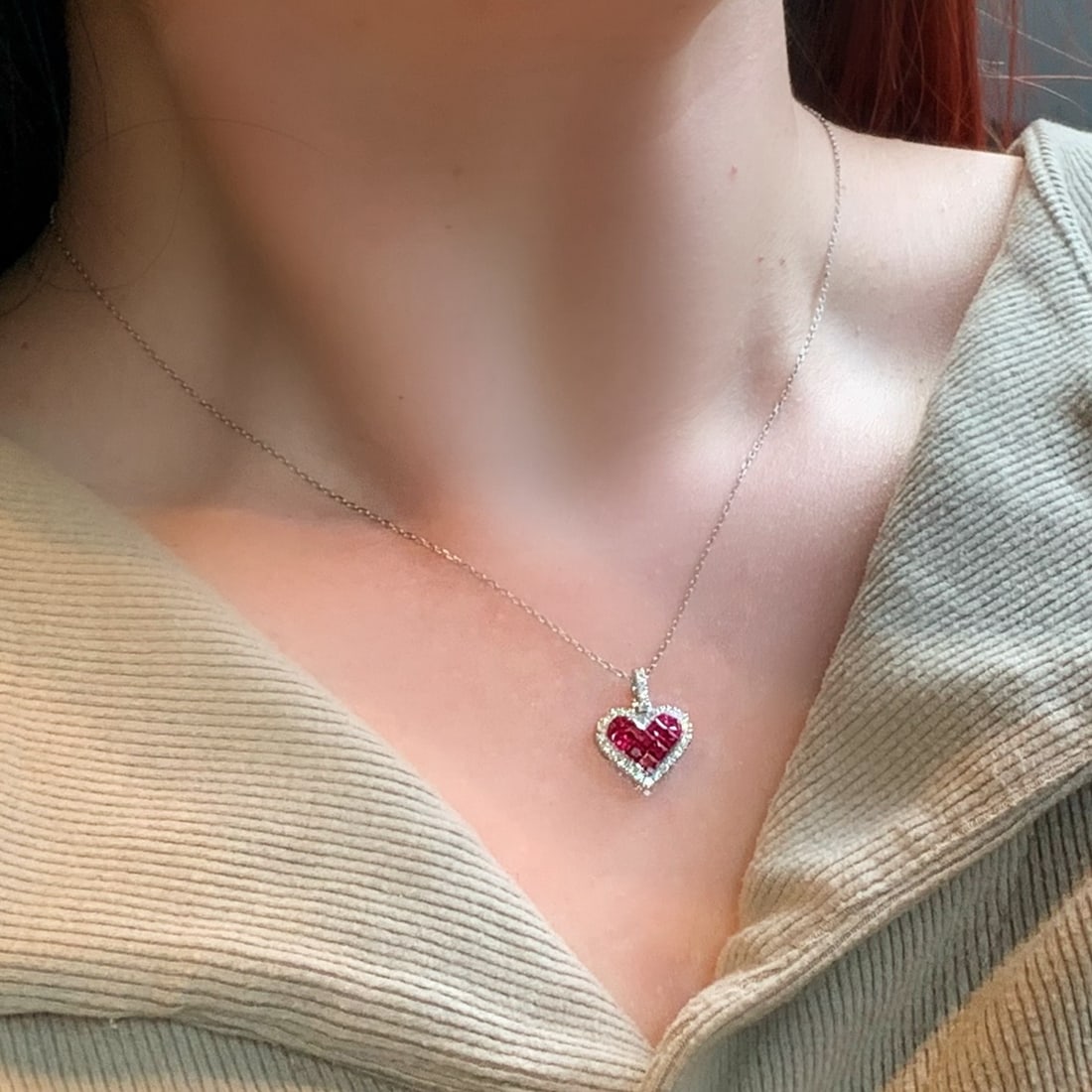 14k Gold 0.97 Ctw Natural Ruby & Diamond Pendant( Without Chain ) - 4
