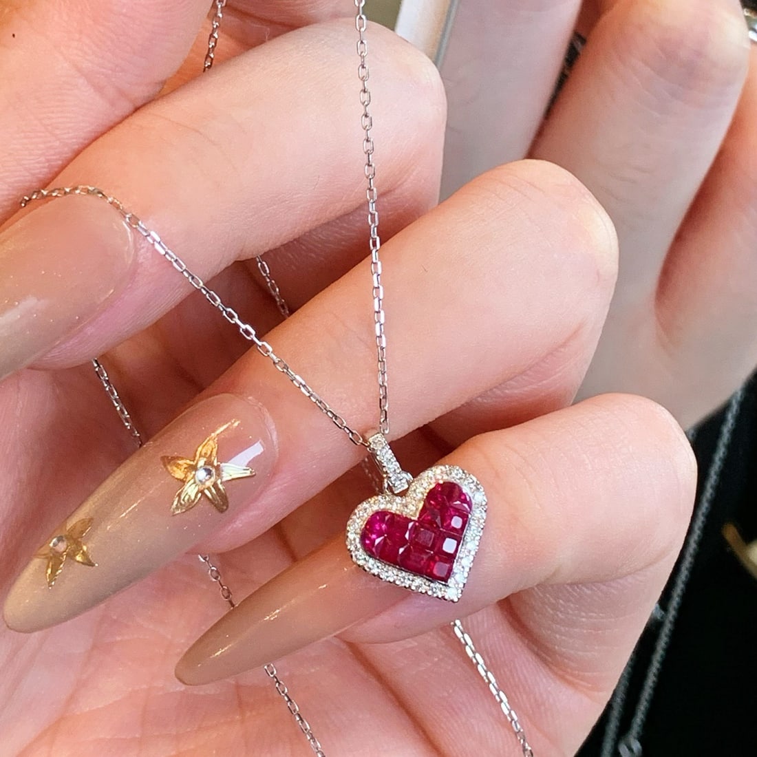 14k Gold 0.97 Ctw Natural Ruby & Diamond Pendant( Without Chain ) - 6