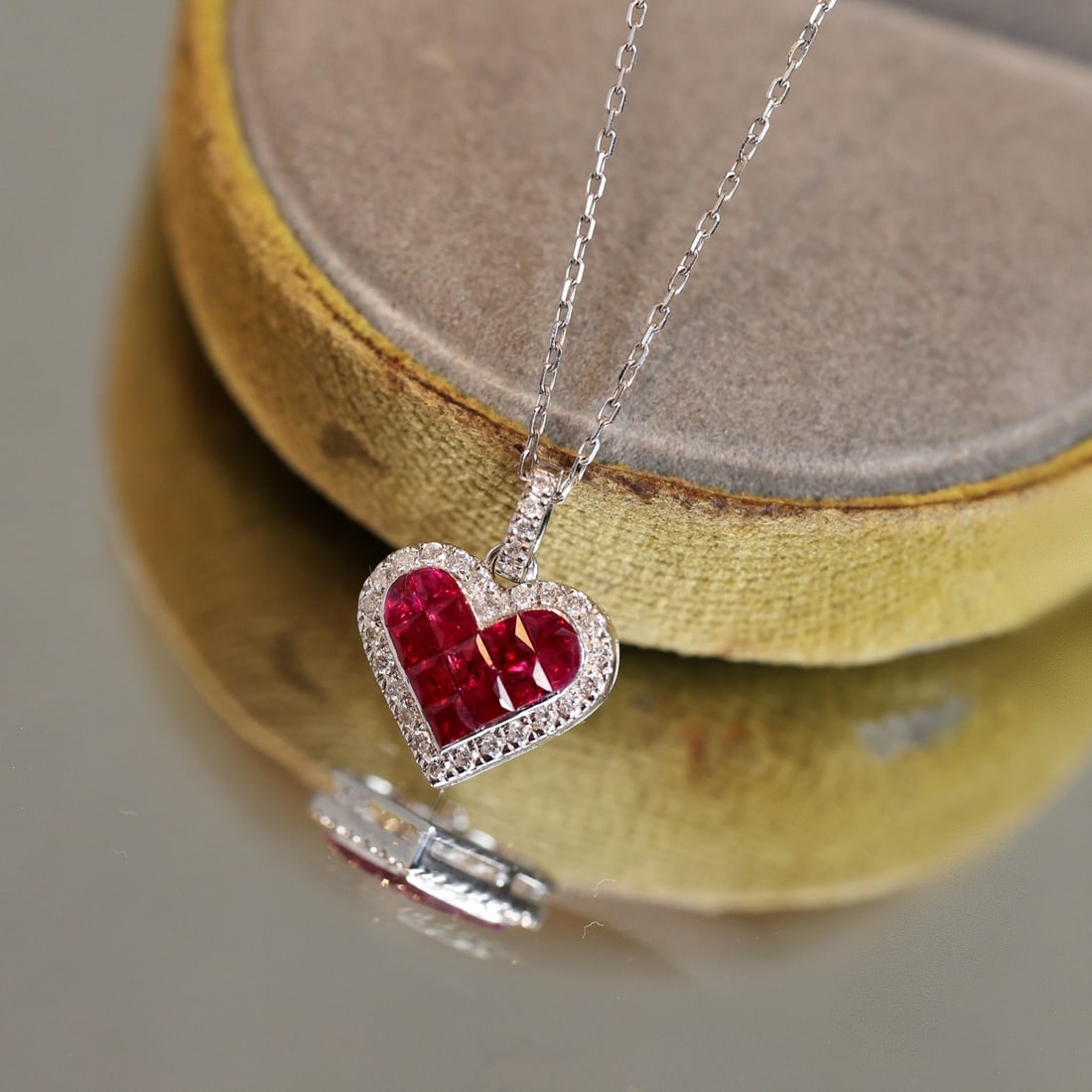 14k Gold 0.97 Ctw Natural Ruby & Diamond Pendant( Without Chain ) - 7