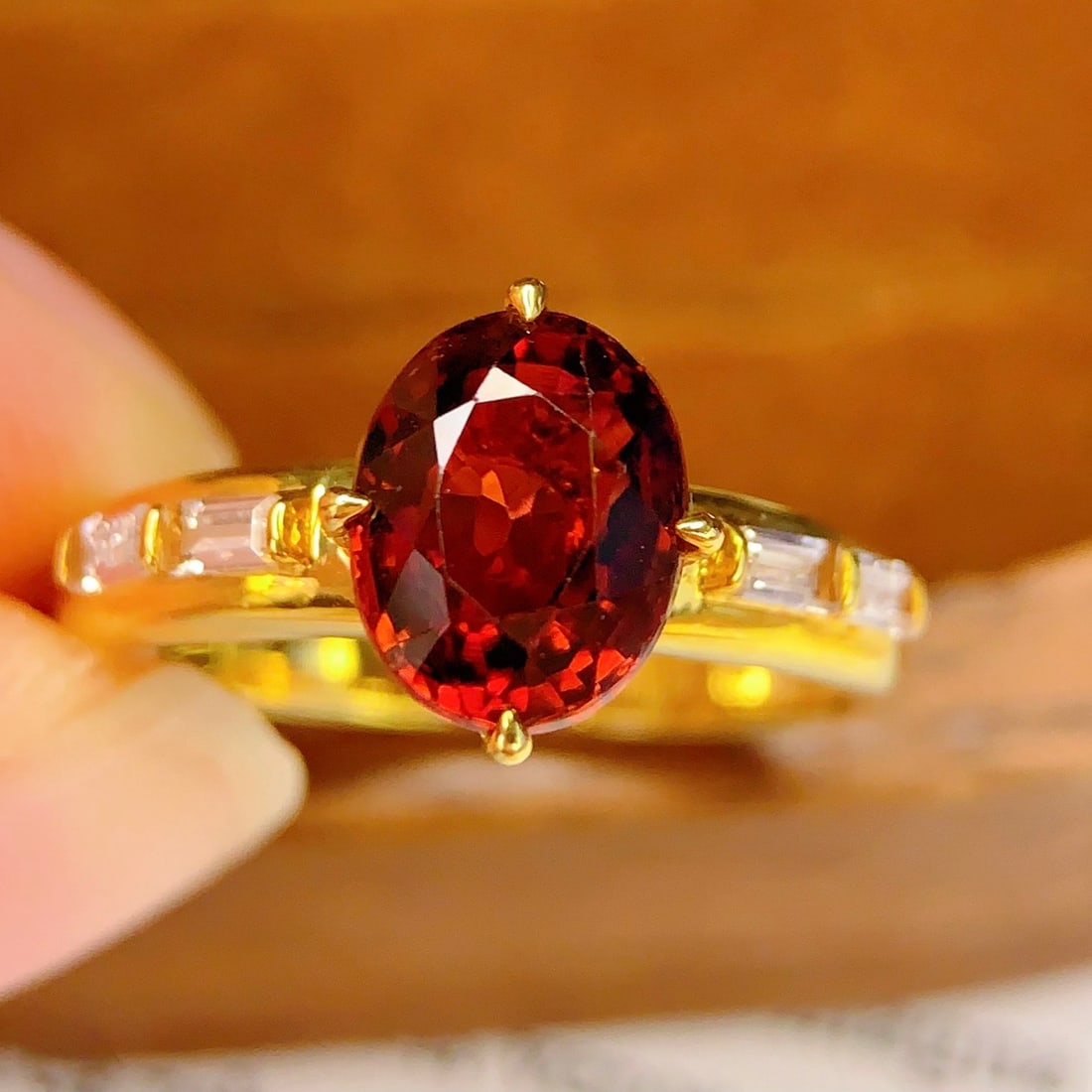 14k Gold 2.7 Ct Natural Tourmaline & Sapphire Ring - 4