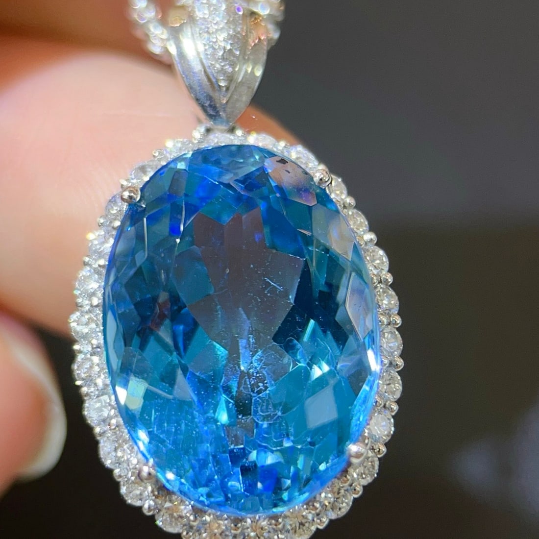 14k Gold 18.24 Ctw Natural Topaz & Diamond Pendant( Without Chain ) - 5