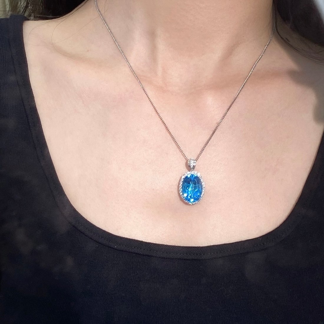 14k Gold 18.24 Ctw Natural Topaz & Diamond Pendant( Without Chain ) - 6