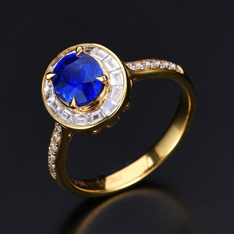 14k Gold 1.90 Ctw Natural Sapphire & Diamond Ring - 4