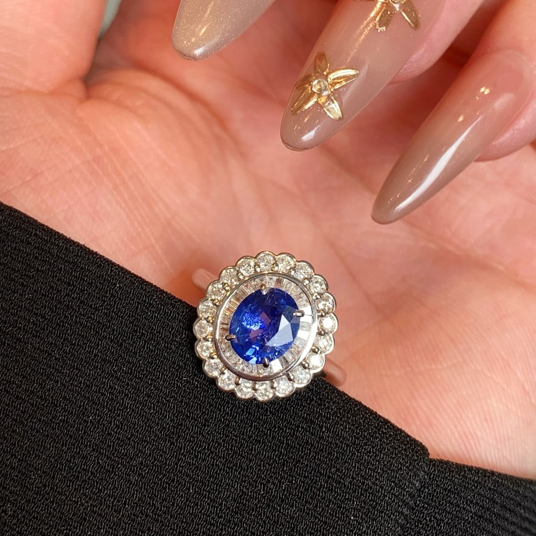 14k Gold 1.84 Ctw Natural Sapphire & Diamond Ring - 6