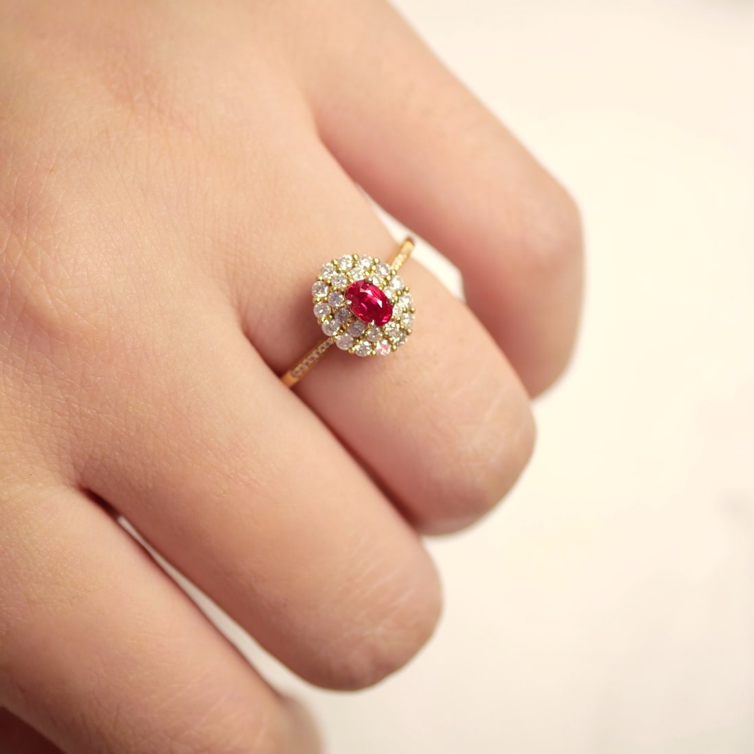 14k Gold 0.40 Ct Natural Ruby & Diamond Ring - 4