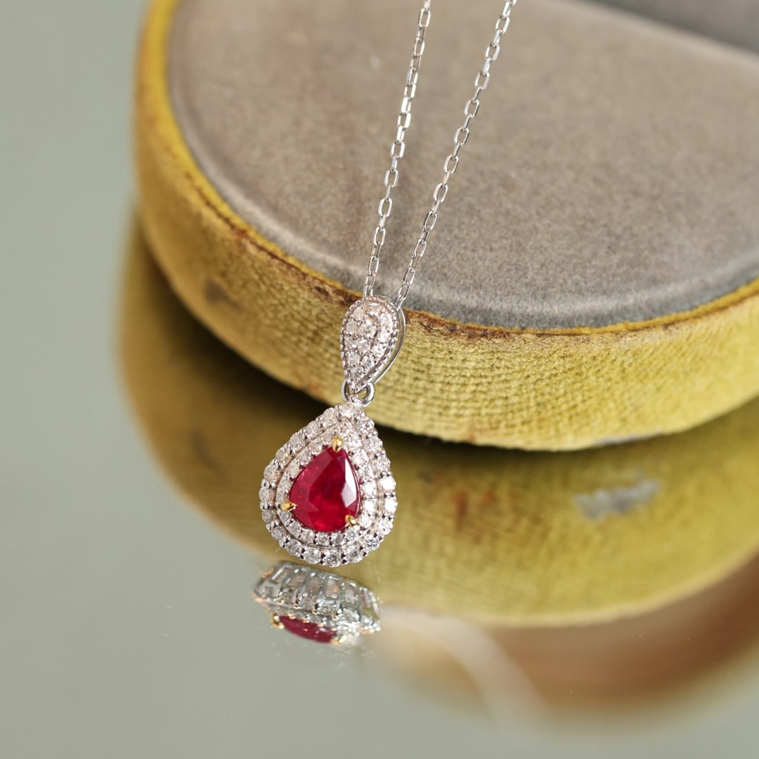 14k Gold 0.96 Ctw Natural Ruby & Diamond Pendant( Without Chain ) - 3