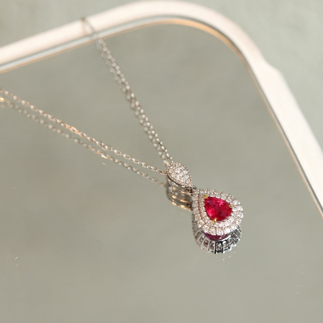 14k Gold 0.96 Ctw Natural Ruby & Diamond Pendant( Without Chain ) - 4