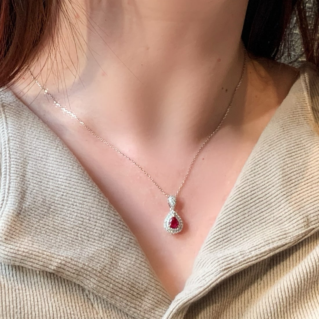 14k Gold 0.96 Ctw Natural Ruby & Diamond Pendant( Without Chain ) - 5