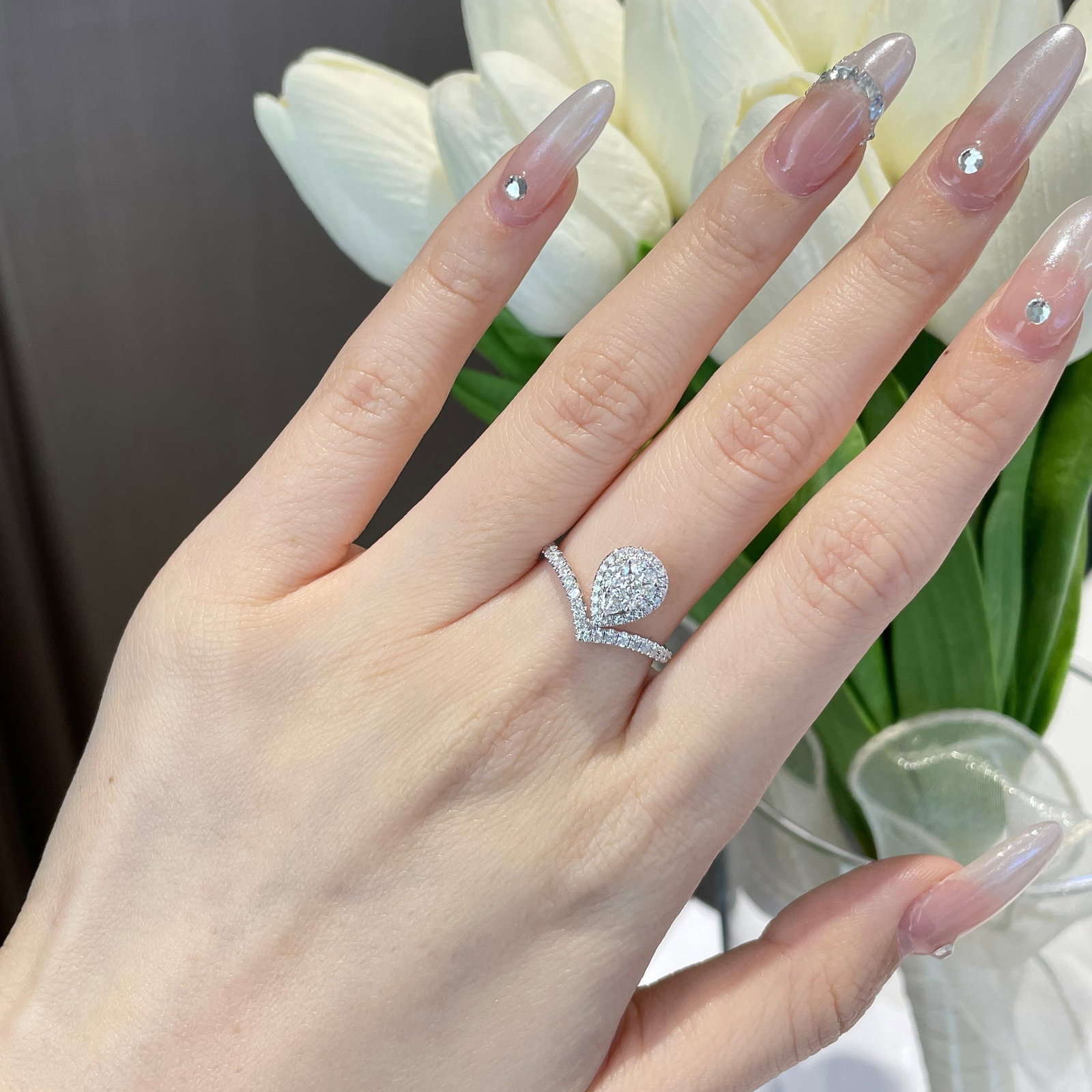 14k Gold 0.60 Ct Natural H Diamond Ring - 2