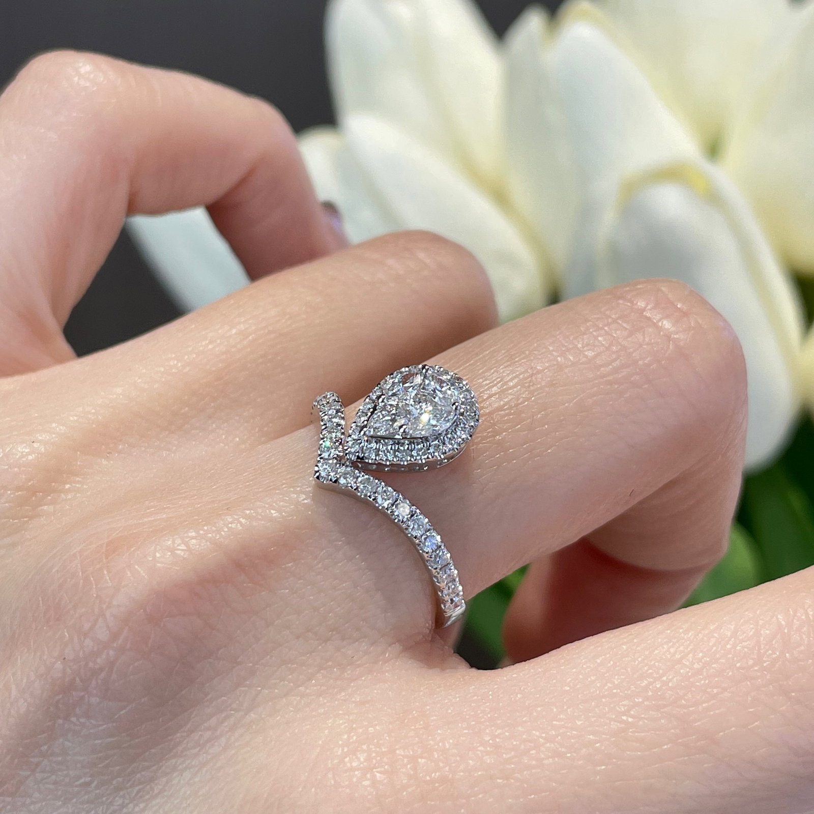 14k Gold 0.60 Ct Natural H Diamond Ring - 3