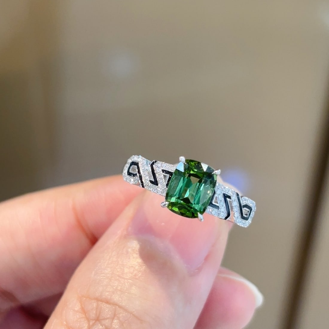 14k Gold 1.7 Ctw Natural Tourmaline & Diamond Ring - 4