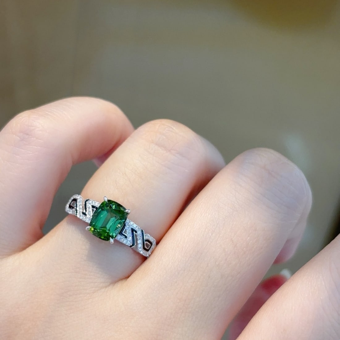 14k Gold 1.7 Ctw Natural Tourmaline & Diamond Ring - 7
