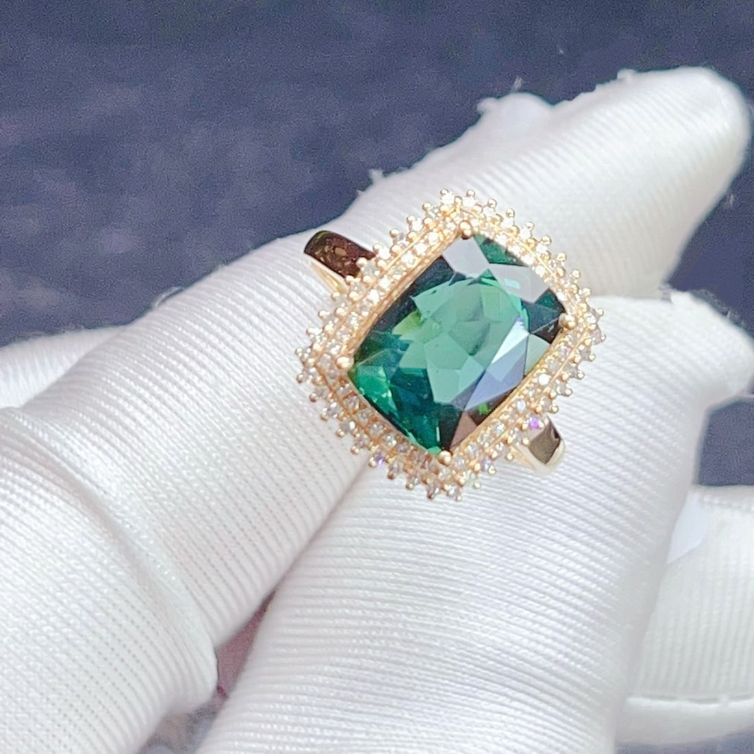 14k Gold 4.63 Ctw Natural Tourmaline & Diamond Ring - 3