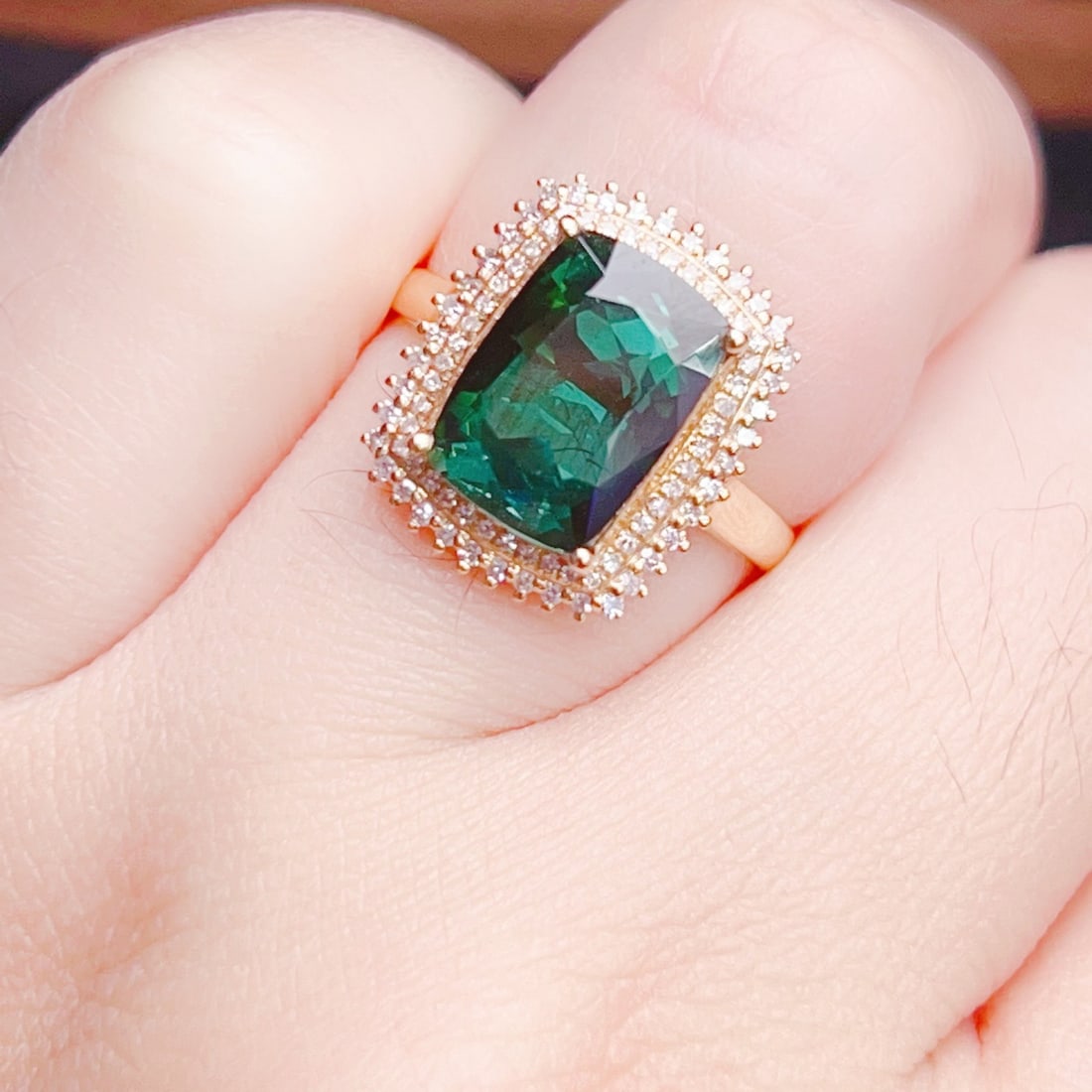 14k Gold 4.63 Ctw Natural Tourmaline & Diamond Ring - 4