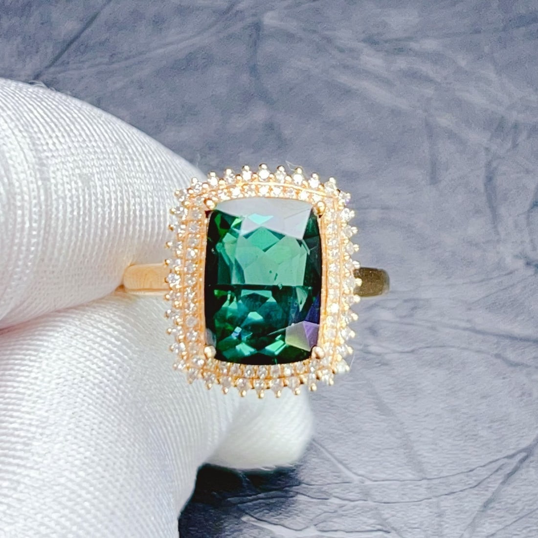 14k Gold 4.63 Ctw Natural Tourmaline & Diamond Ring - 5