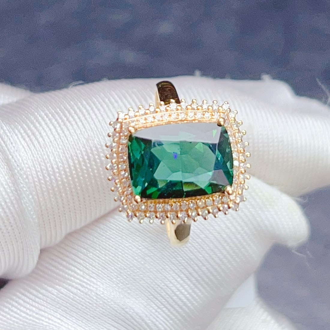 14k Gold 4.63 Ctw Natural Tourmaline & Diamond Ring - 7