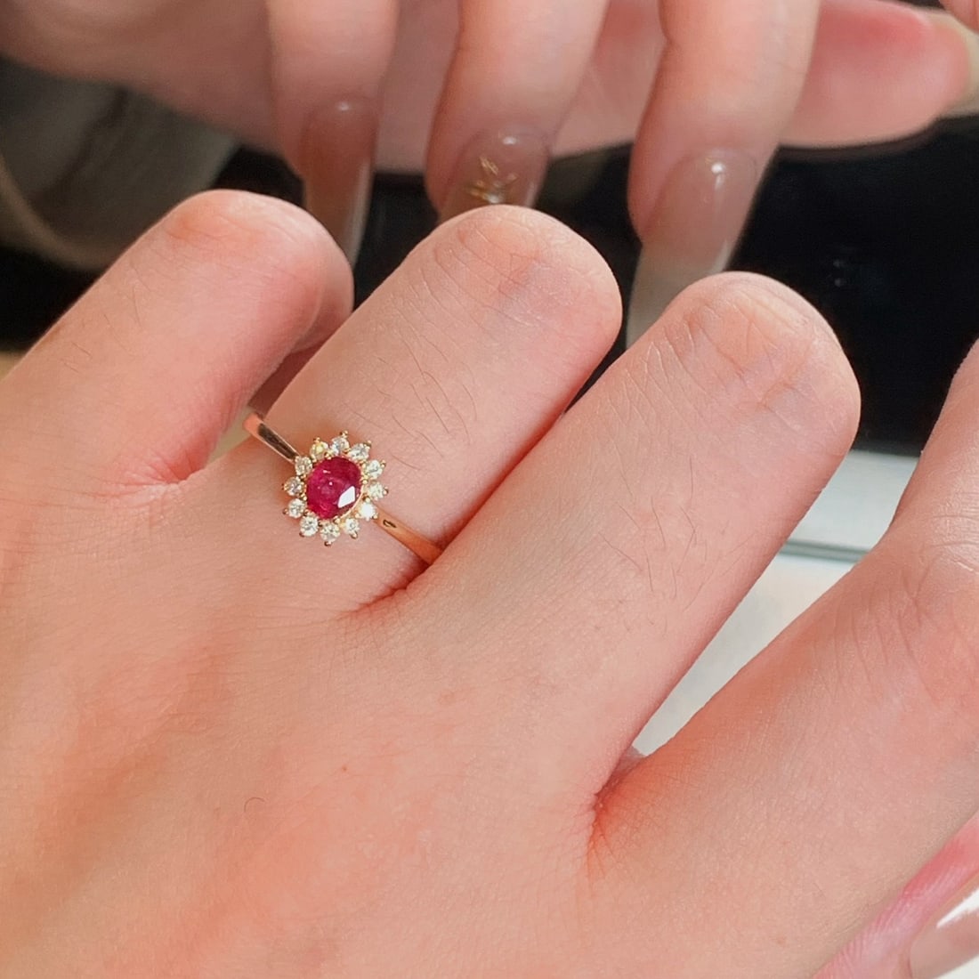 14k Gold 0.56 Ctw Natural Ruby & Diamond Ring - 3