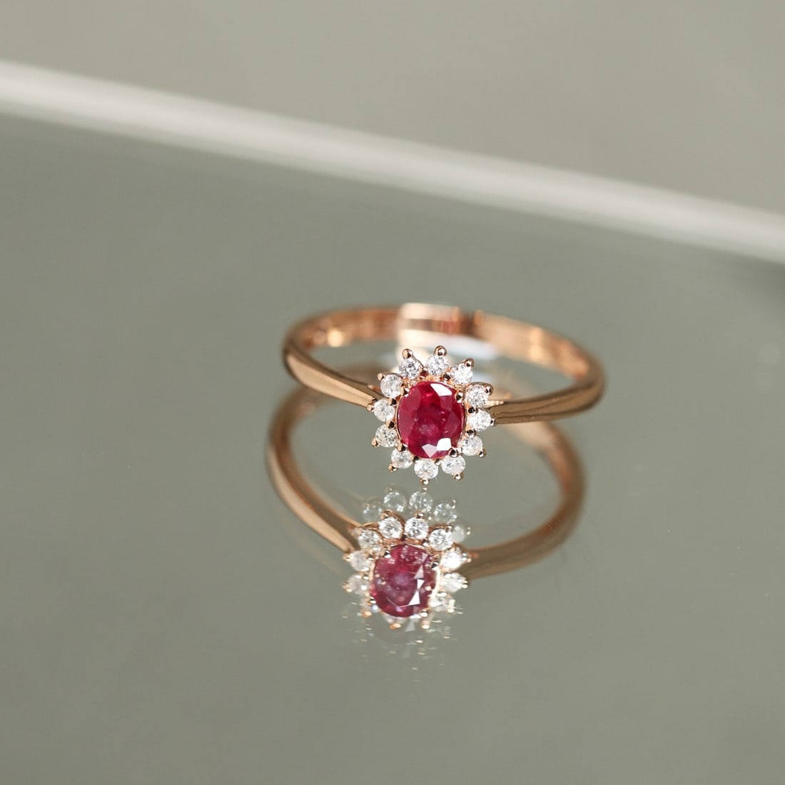 14k Gold 0.56 Ctw Natural Ruby & Diamond Ring - 6
