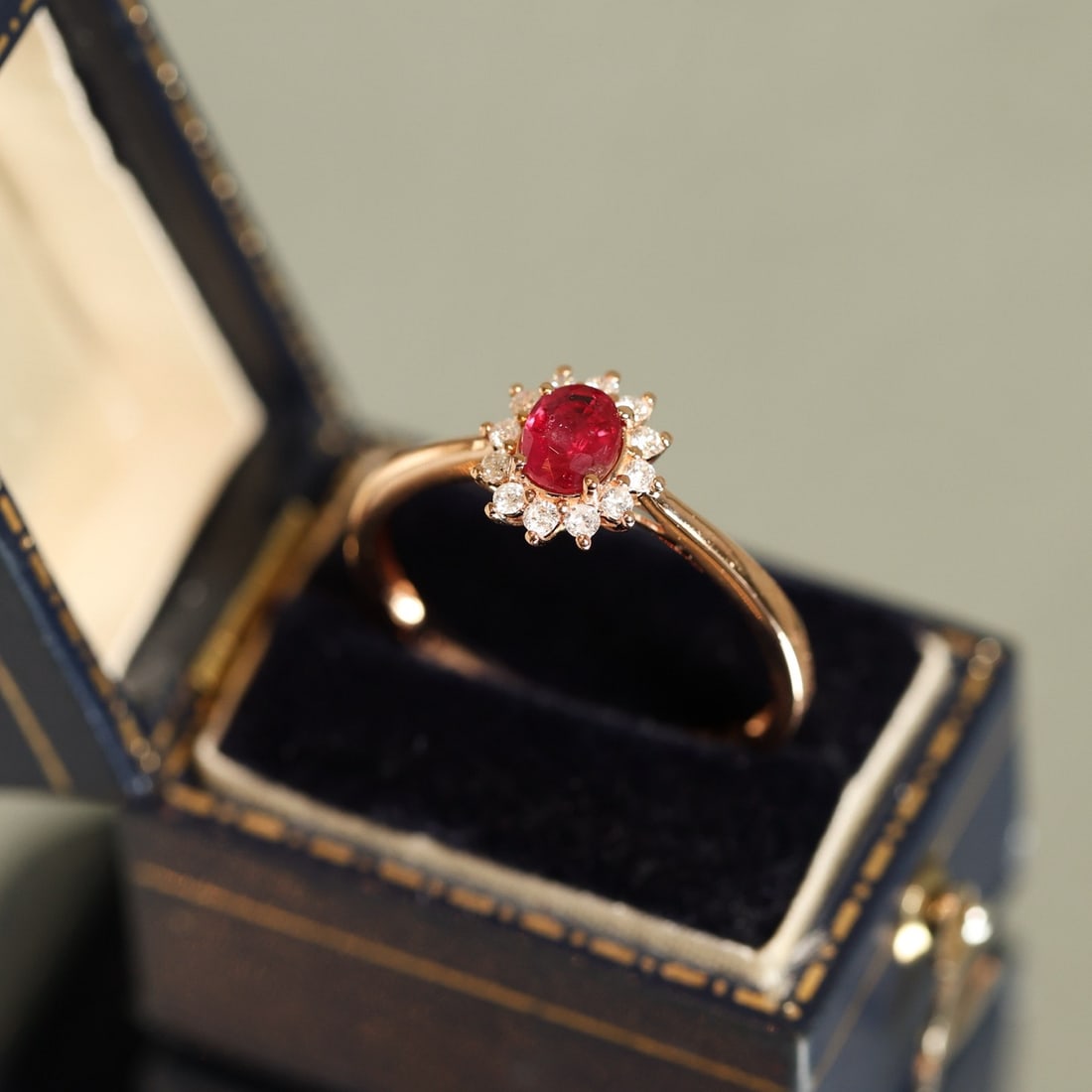14k Gold 0.56 Ctw Natural Ruby & Diamond Ring - 7