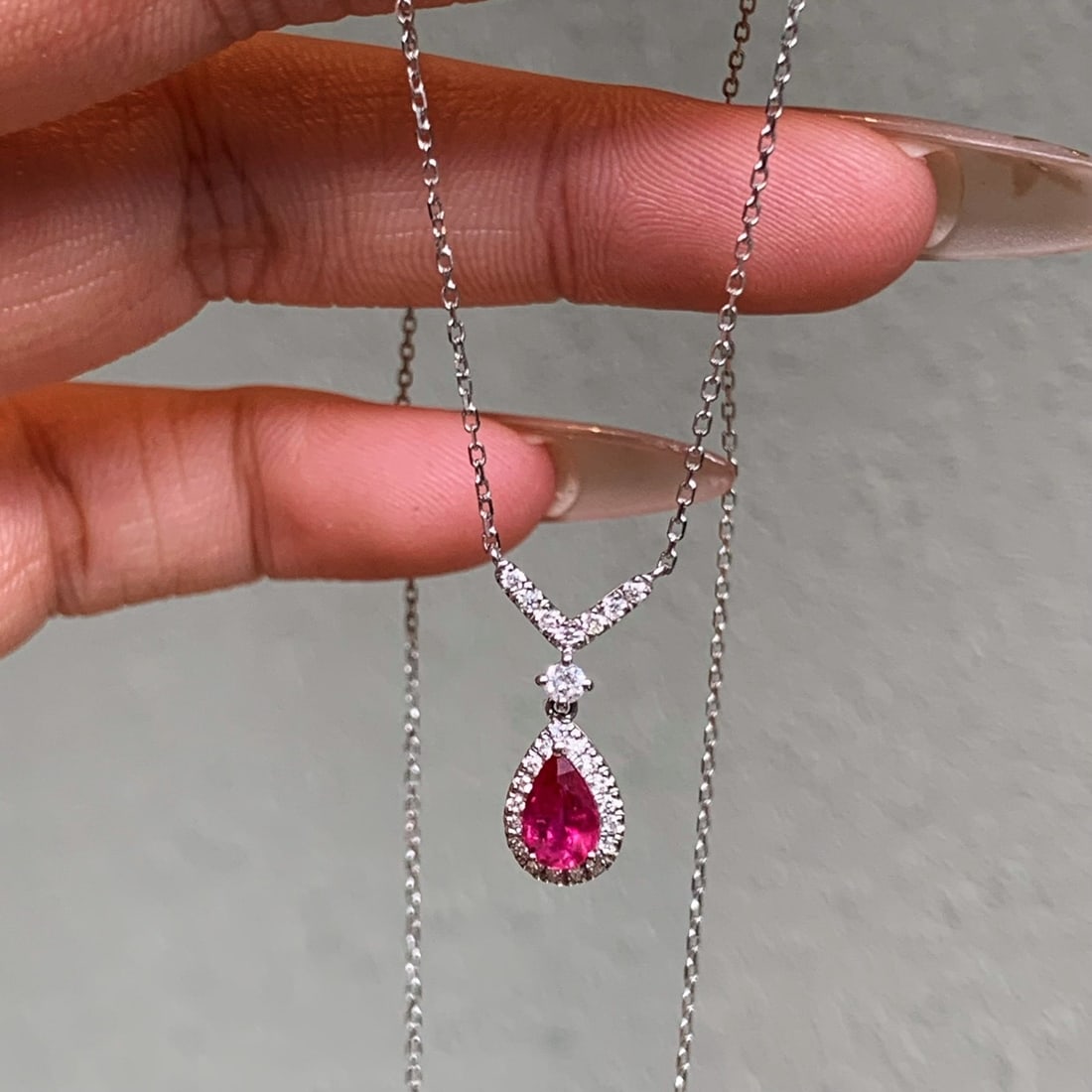 14k Gold 0.68 Ctw Natural Ruby & Diamond Necklace - 5