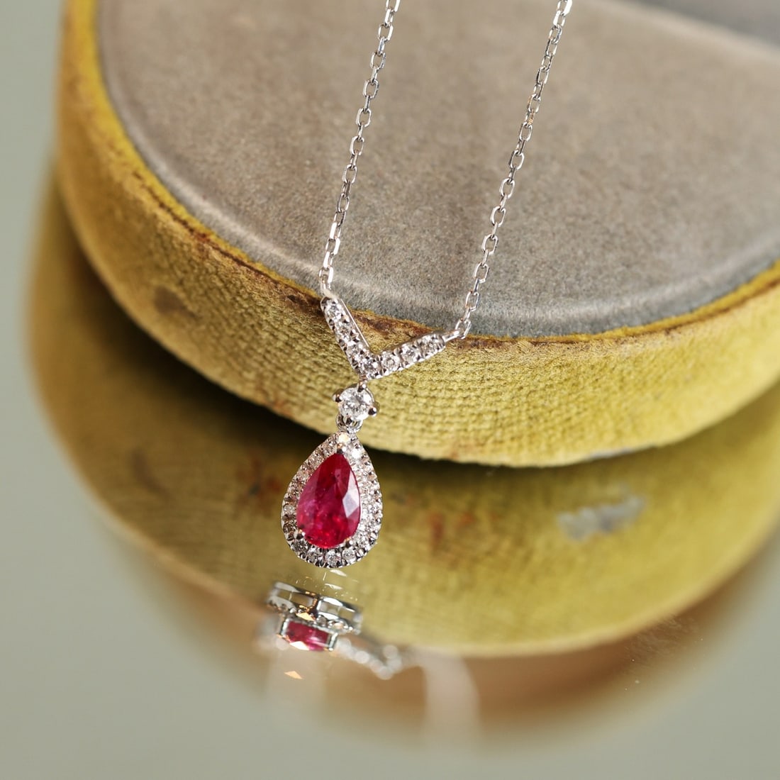 14k Gold 0.68 Ctw Natural Ruby & Diamond Necklace - 7