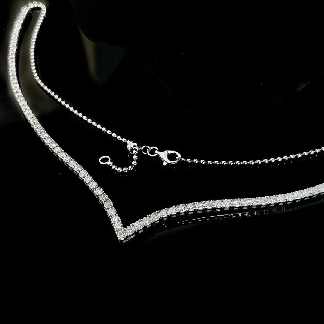 14k Gold 4.3 Ct Natural H Diamond Necklace - 2