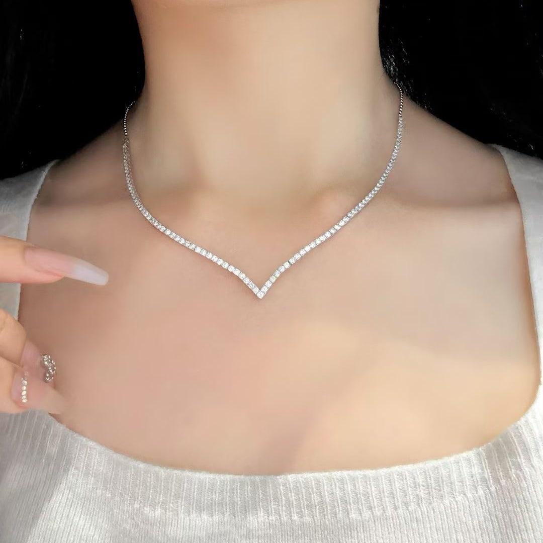 14k Gold 4.3 Ct Natural H Diamond Necklace - 3