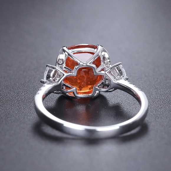 14k Gold 4.39 Ctw Natural Spessartine & Diamond Ring - 4
