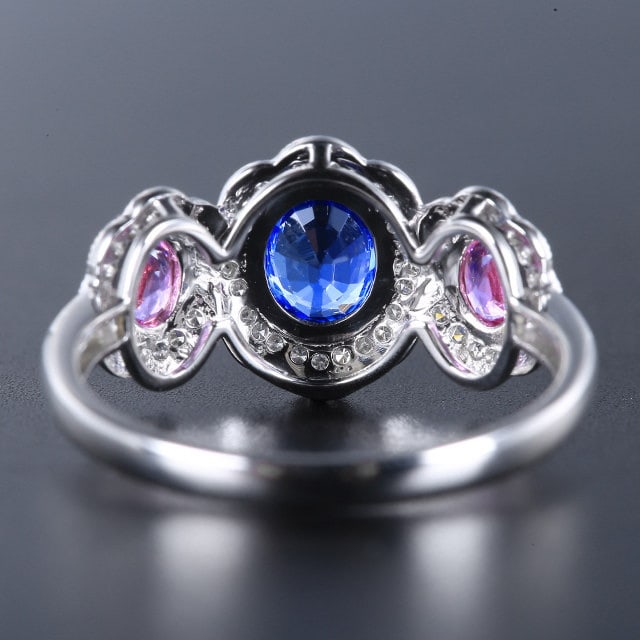 14k Gold 1.41 Ctw Natural Sapphire & Diamond Ring - 4
