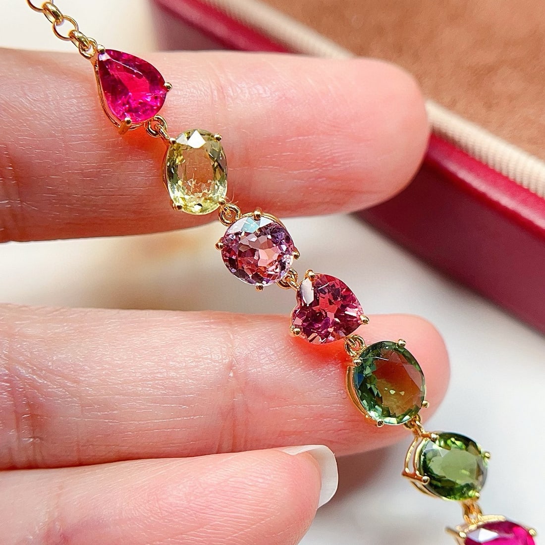 14k Gold 6.5 Ct Natural Tourmaline Bracelet - 3