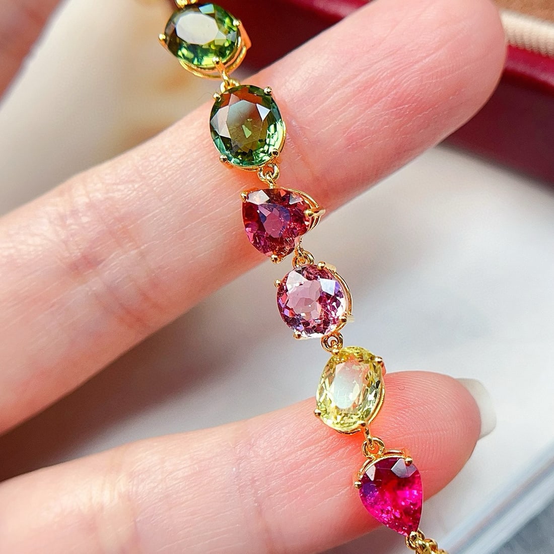 14k Gold 6.5 Ct Natural Tourmaline Bracelet - 5