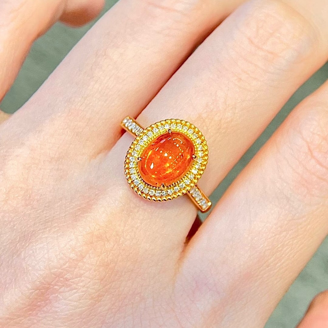 14k Gold 3.22 Ctw Natural Spessartine & Diamond Ring - 2