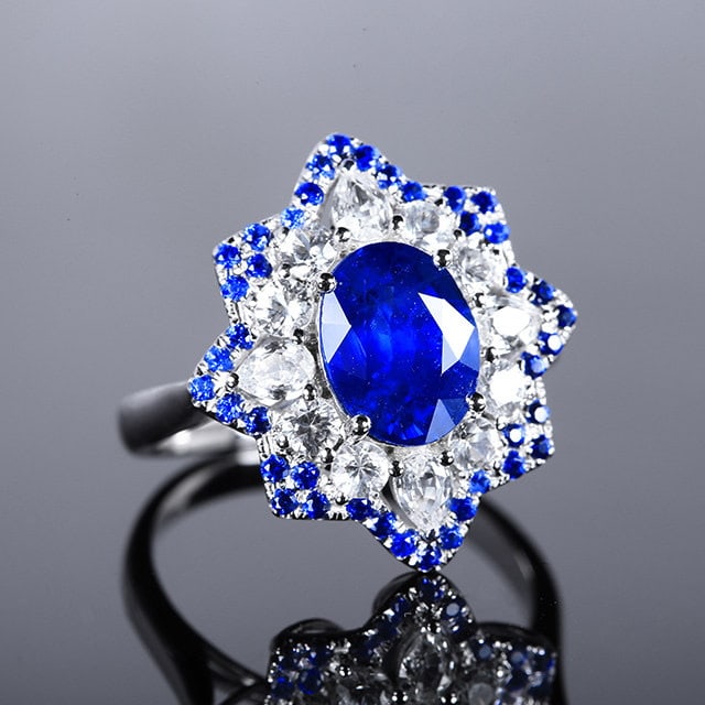 14k Gold 3.88 Ctw Natural Sapphire & Sapphire Ring - 2