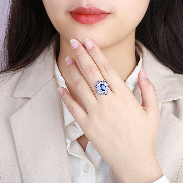 14k Gold 3.88 Ctw Natural Sapphire & Sapphire Ring - 5