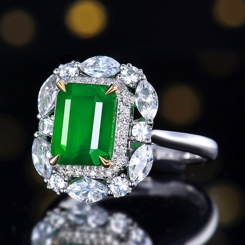14k Gold 3.70 Ctw Natural Emerald & Sapphire Ring - 2