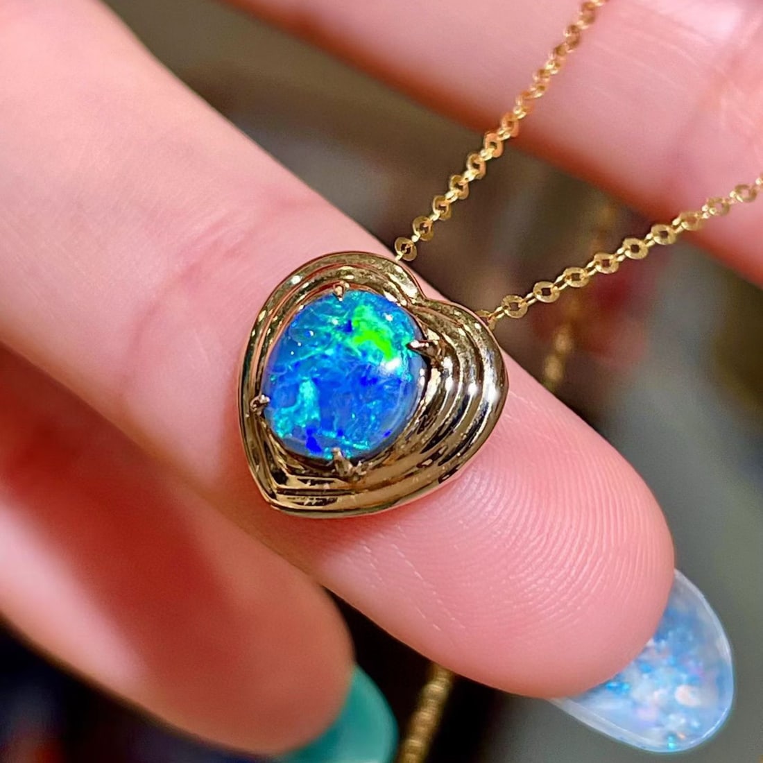14k Gold 0.96 Ct Natural Opal Pendant( Without Chain ) - 3